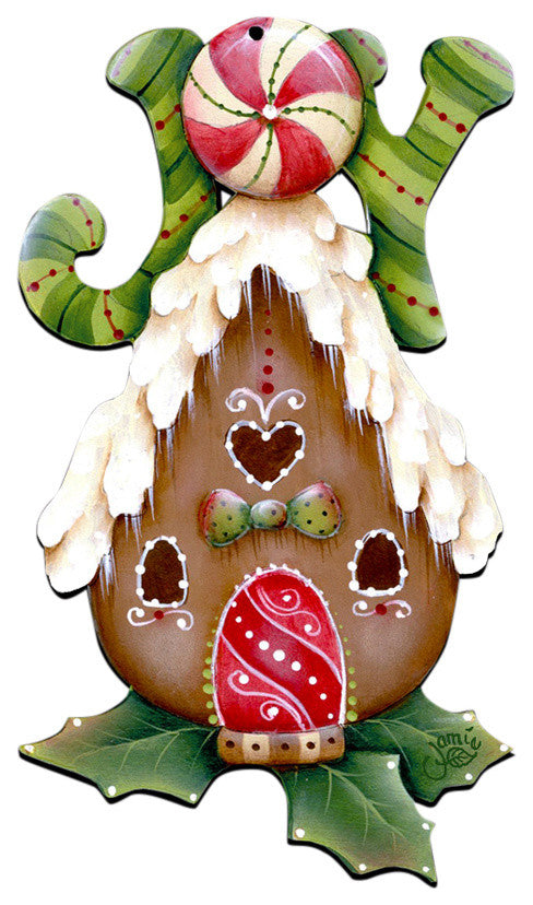 Joy Gingerbread House Door Hanger