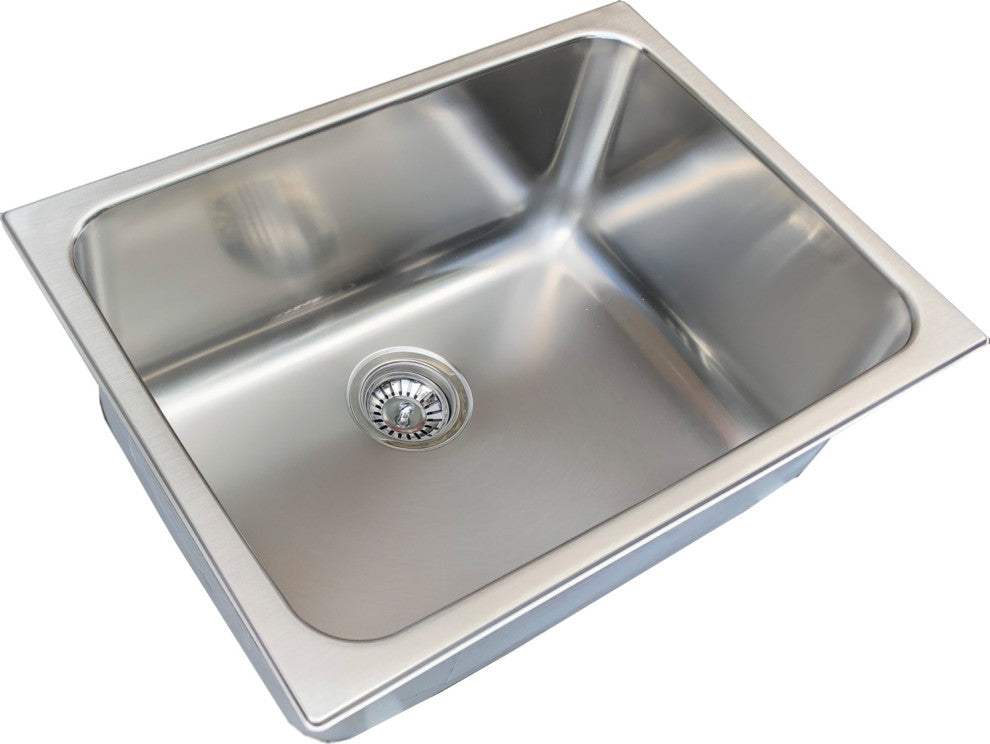 Stainless Steel Laundry Sink with Deep Basin, 24"?x18"?x10"?, Soft Satin