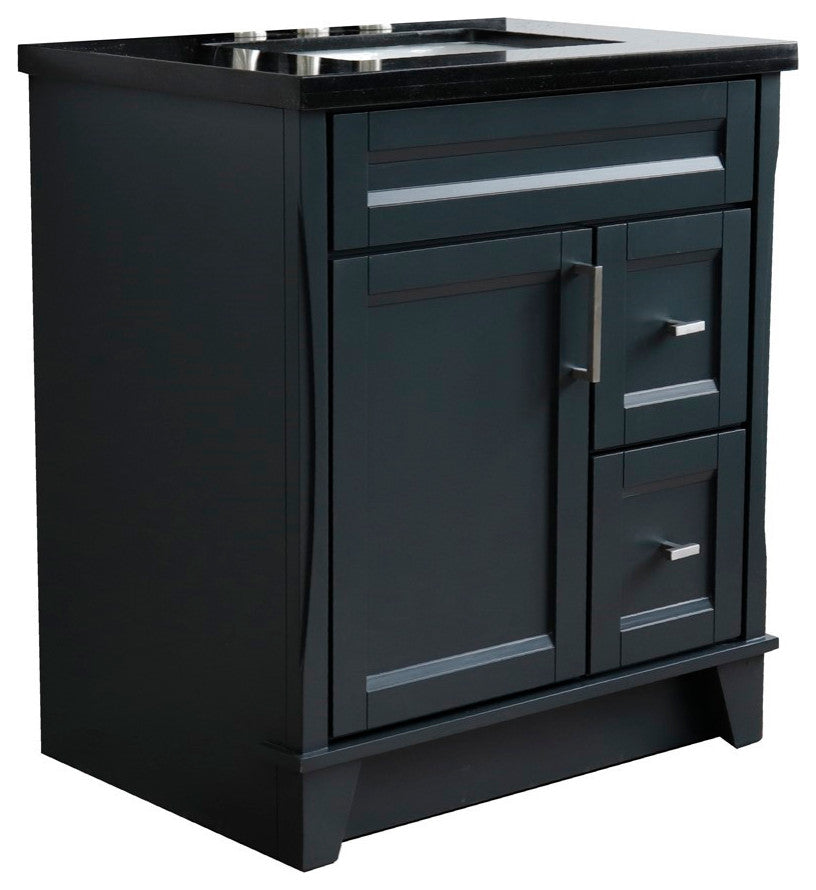 31" Single Sink Vanity, Dark Gray Finish With Black Galaxy Granite