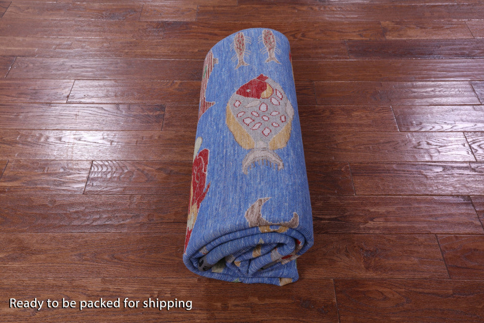 5' 1" X 8' 3" Gabbeh Fish Design Handmade Wool Rug - Q15514