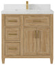 Santa Monica 36 Center Sink Bath Vanity in Whitewashed Teak 2" Empira Quartz