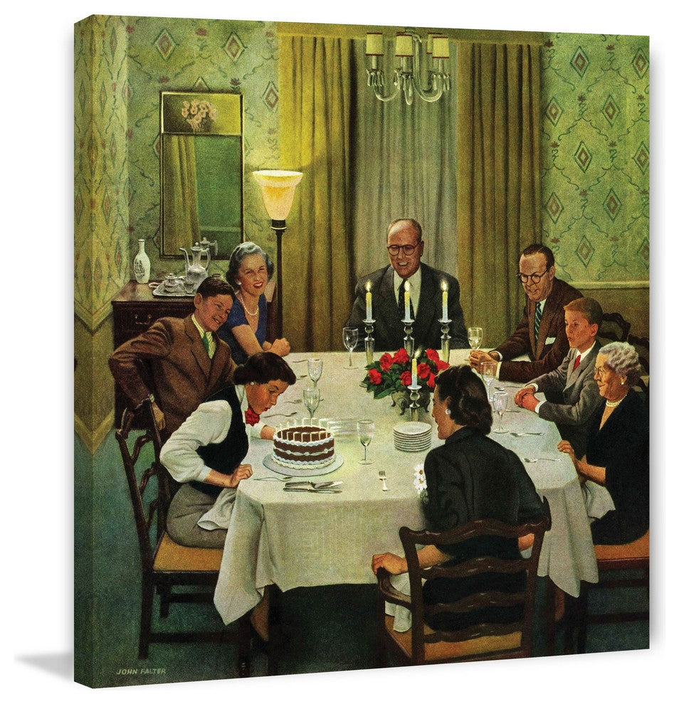 "Family Birthday Party" Painting Print on Canvas by John Falter