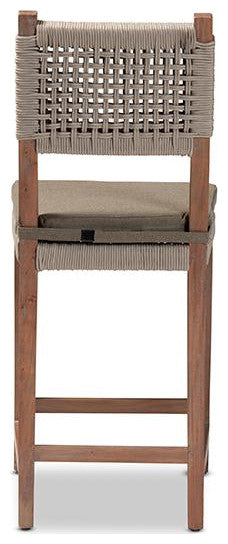 Baxton Studio Heyna Mid-Century Transitional Grey Woven Rope Mahogany