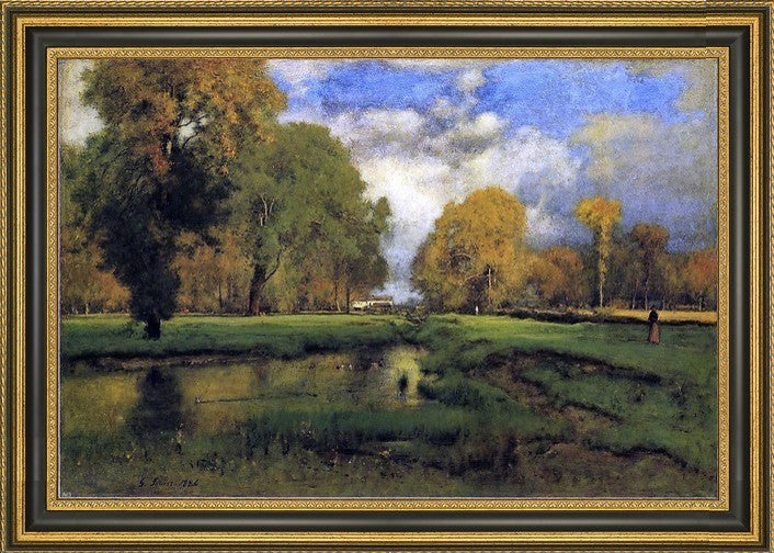 George Inness October Framed Premium Canvas Print, 16"x24"