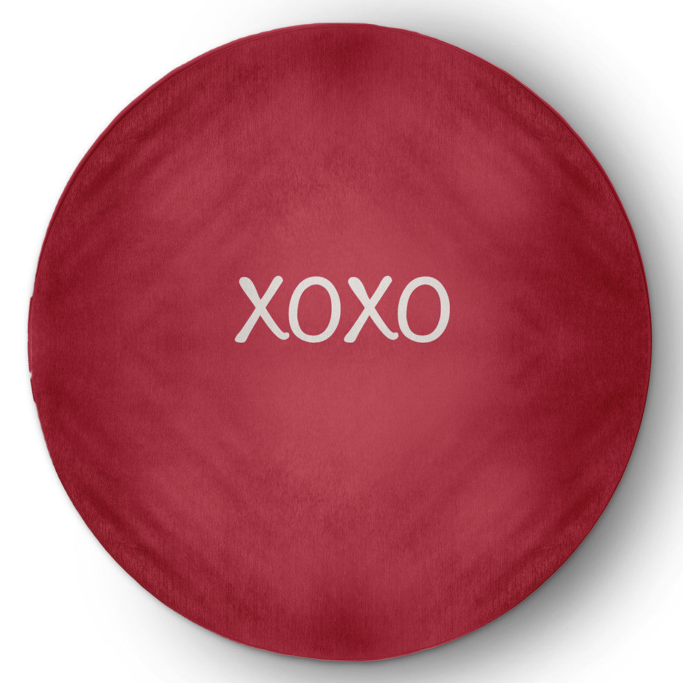 XOXO Valentines Chenille Rug, Brick, 5' Round
