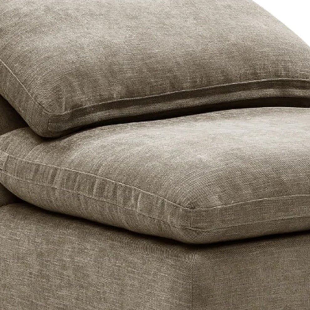 Benzara BM276221 Modular Armless Chair With Loose Pillow Back, Fabric, Beige