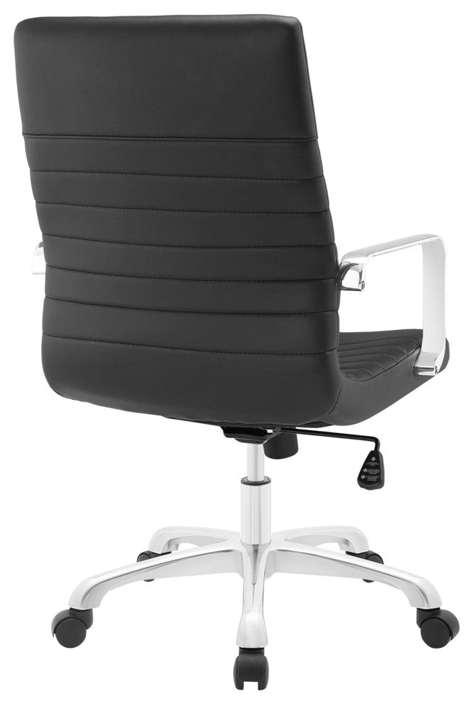 Modern Contemporary Office Chair, Black Faux Leather