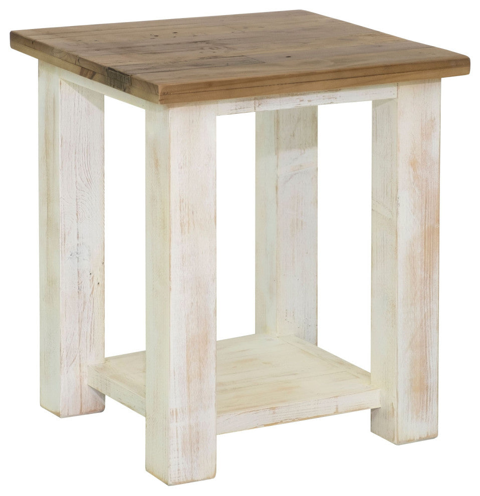 Provence Side Table, White/Brown