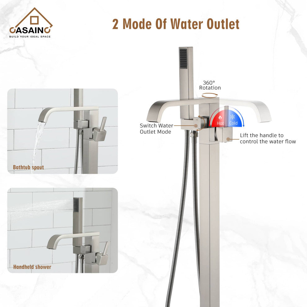 Freestanding Bathtub Faucet Tub Filler Shower Claw Foot Faucets Handheld Spout