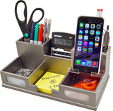 Desk Organizer with Smart Phone Holder, Silver