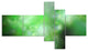 Green Blur Sky with Stars, Abstract Canvas Art Print, 60"x32", 5 panels
