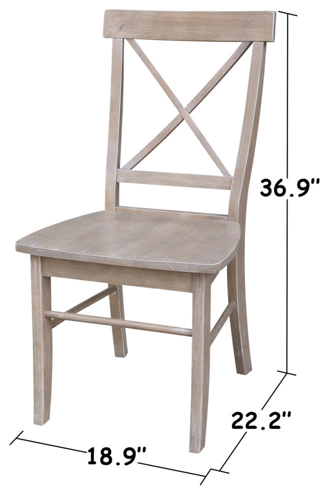 Set of Two X-Back Chairs, Washed Gray Taupe