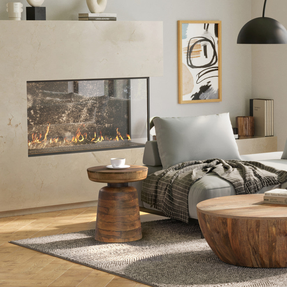 Robbie SOLID MANGO WOOD Accent Table, Walnut Brown