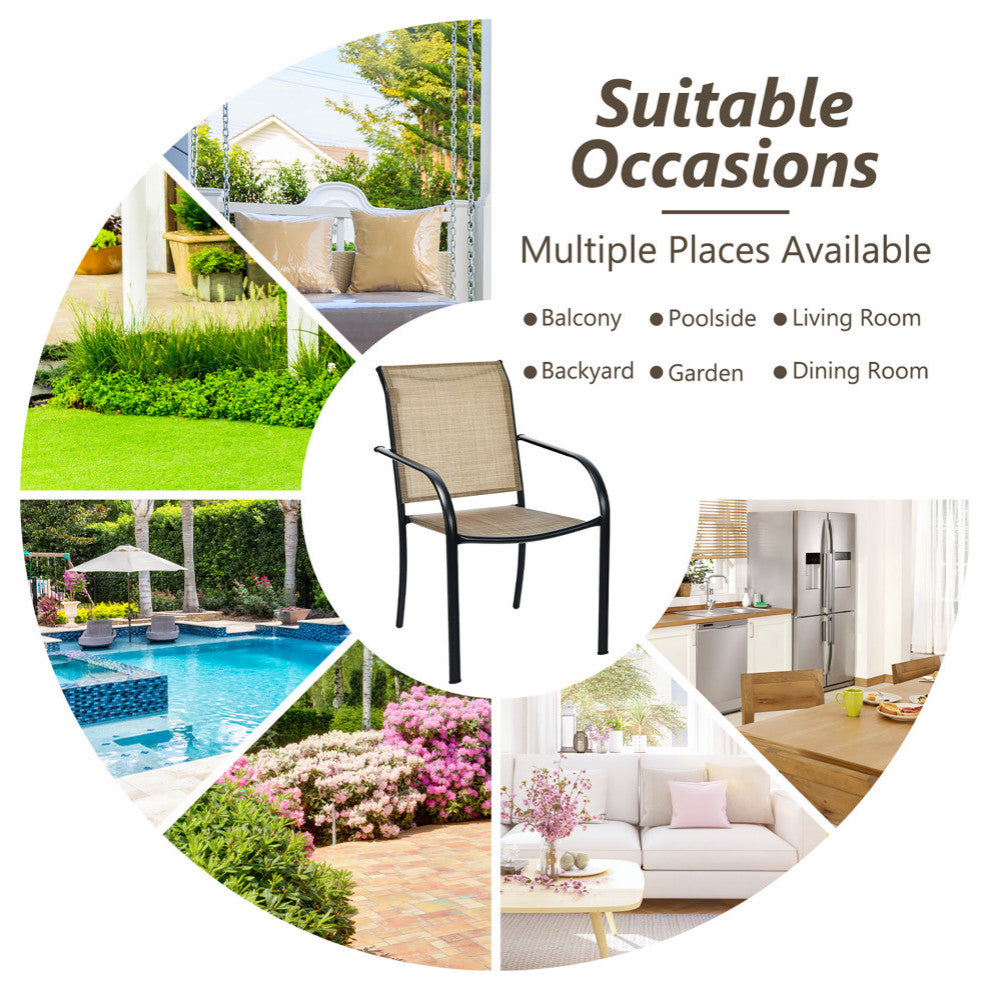 Costway Set of 16 Patio Dining Chairs Stackable Armrest Backrest no Assembly