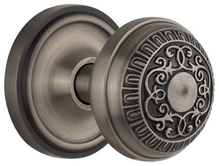 Classic Rosette Passage Egg & Dart Knob, Antique Pewter