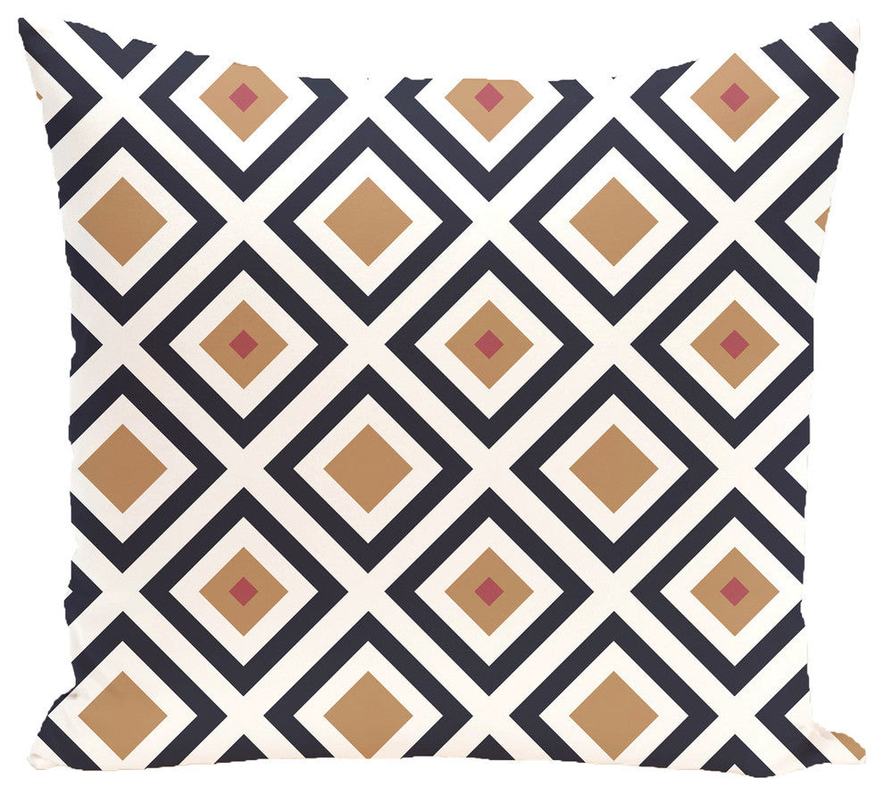Diamond Mayhem Geometric Print Pillow, Caramel, 16"x16"