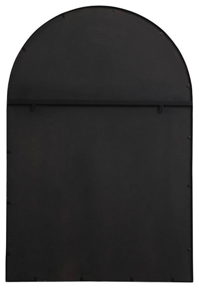 Elegant Decor Motif 47" x 32" Mid Century Metal Windowpane Frame Mirror in Black