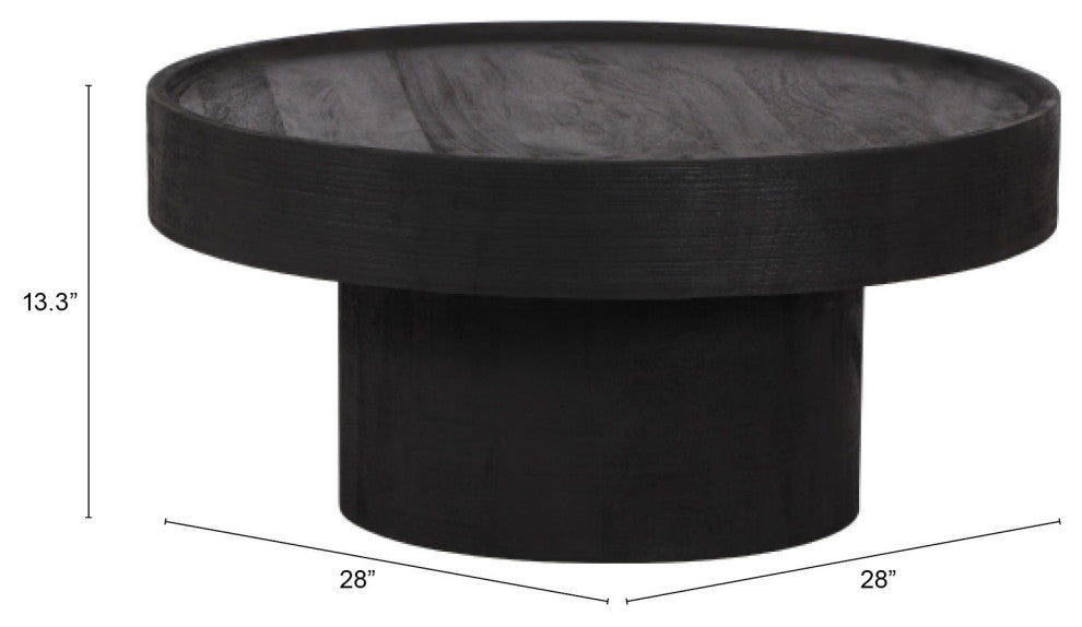 Coffee Table, Round, Wood, Black, Living Lounge Cafe Hotel Lobby Hospitality