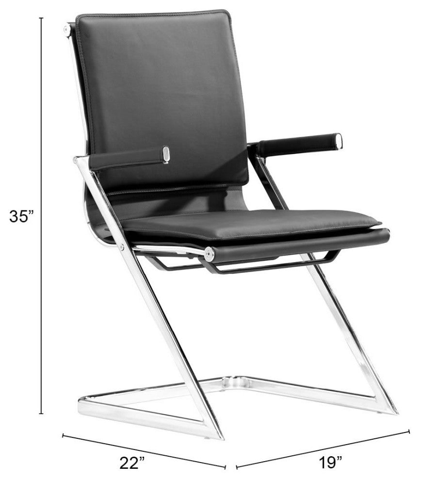 Office Chair, Set of 2, Faux Vinyl Leather, Steel, Black, Silver, Home Business
