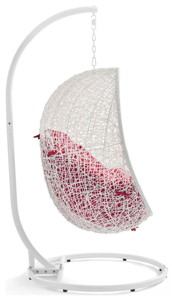 White Red Hide Outdoor Patio Swing Chair With Stand