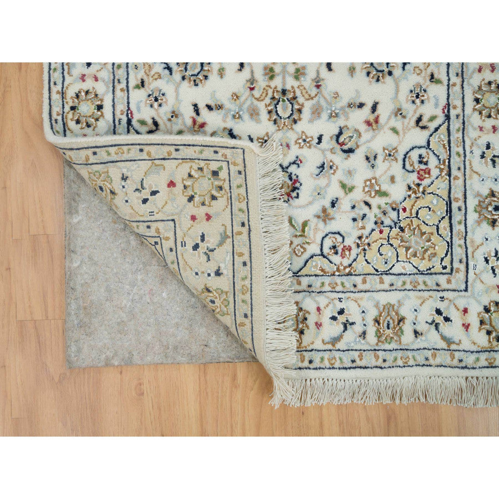 White 250 KPSI Soft Wool Hand Knotted Nain Design XL Runner Rug 2'6"x20'6"