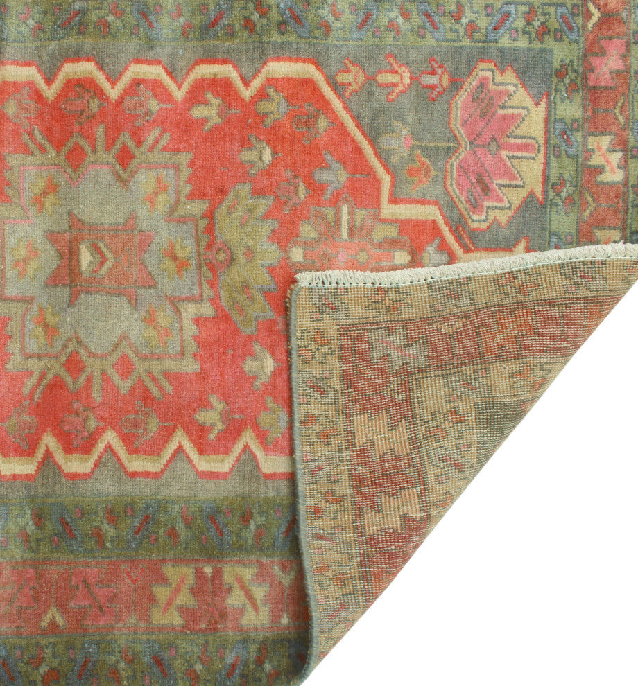 Fine Vintage Distressed Rania Charcoal/Rust Runner, 3'3x10'11