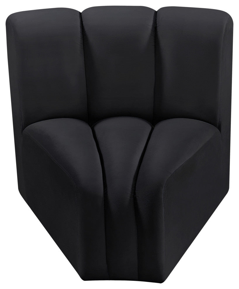 Arc Upholstered Modular Component, Black, 1-Piece: Curved Corner, Velvet