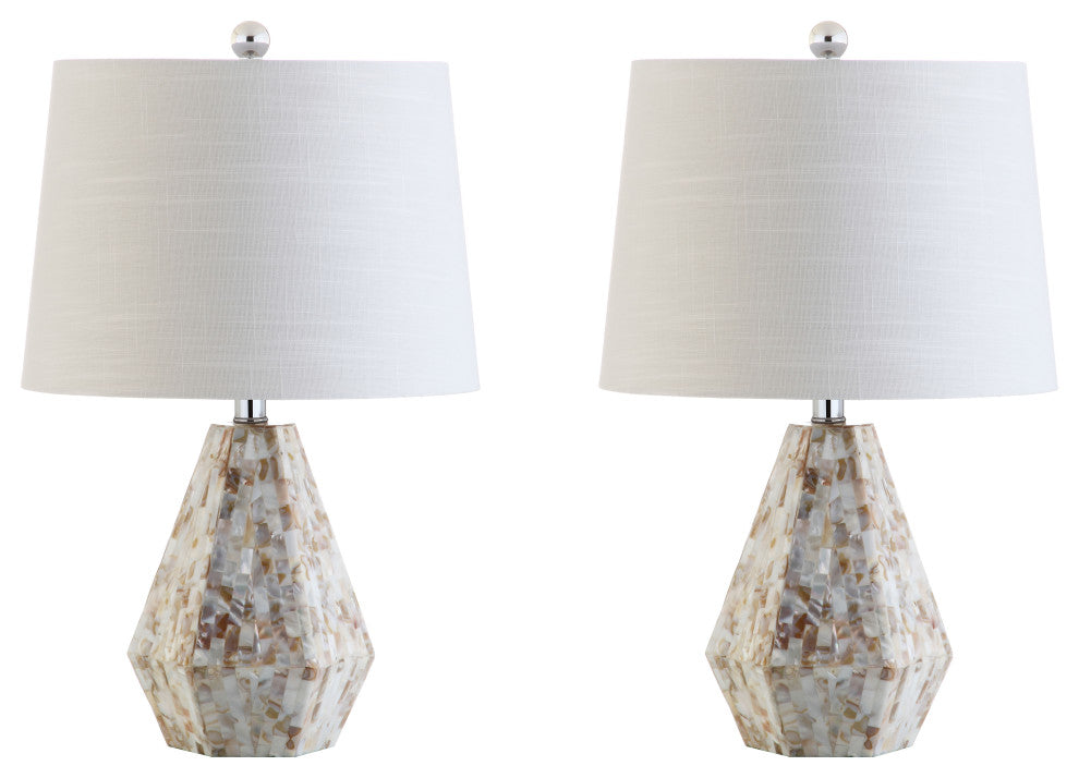 Isabella 21" Seashell Table Lamp, Natural Ivory, Set of 2