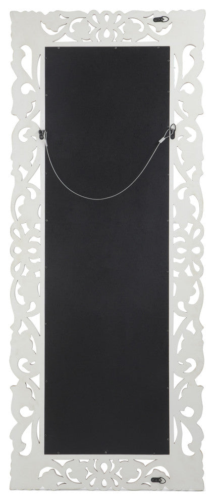 Sarah Traditional Standing Mirror With Floral Carved Frame