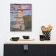 Faux Wood Texture Marblehead Lighthouse at Sunset Canvas Prints, 16" X 20"