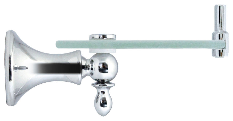 MODONA's 20" Frosted Glass Shelf With Rail Antica Series -, Polished Chrome