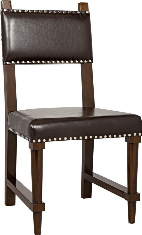 Distressed Brown Leather Birch Chair