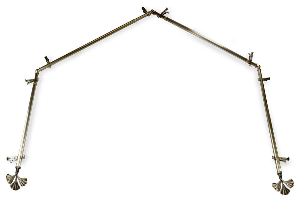 Florence 13/16" 4-Sided Bay Window Curtain Rod, Antique Brass