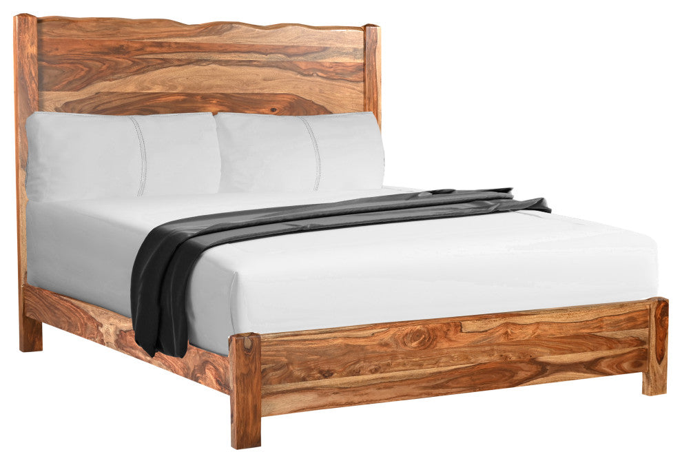 Damian Live Edge Solid Wood Panel Bed, Brown, King