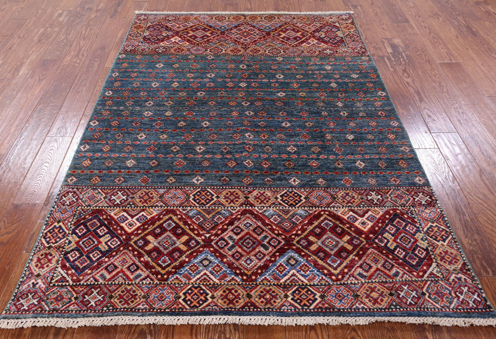 Super Kazak Khorjin Handmade Wool Rug 4' 11" X 6' 9" Q7632