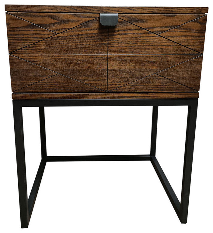 Mid-Century Modern Side Table, W/ Drawer Wooden Nightstand, Brown