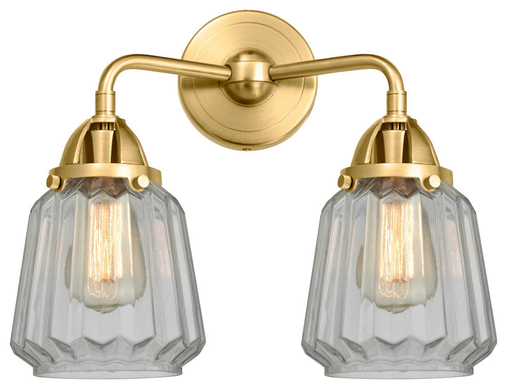 Innovations 288-2W-SG-G142 Chatham 2 Light 14" Bath Vanity Light, Satin Gold