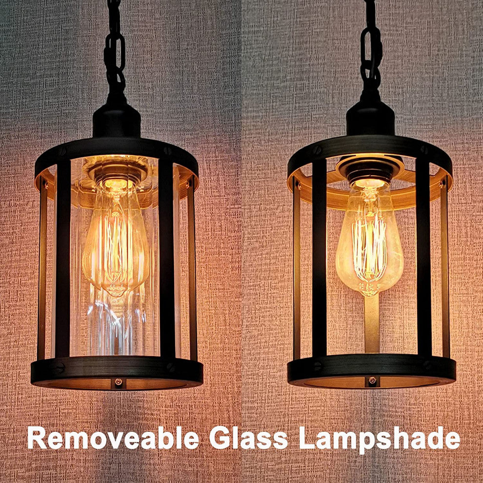 Farmhouse Pendant Lighting for Kitchen Rust Vintage Cage Pendant Lamp
