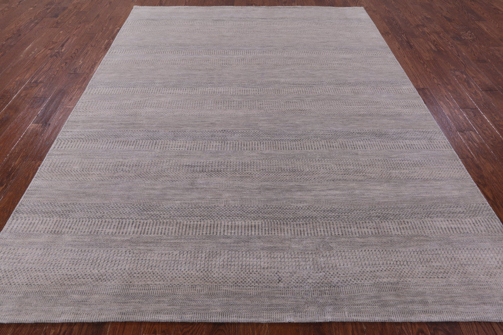 8' 2" X 10' 3" Savannah Grass Hand-Knotted Wool and Silk Rug Q12009
