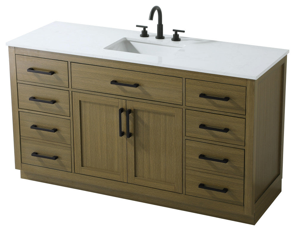 Home Living 60" Single Bathroom Vanity, Chestnut Brown