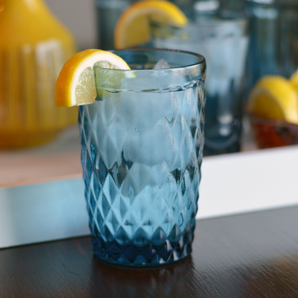 6 Blue Glass Tumblers