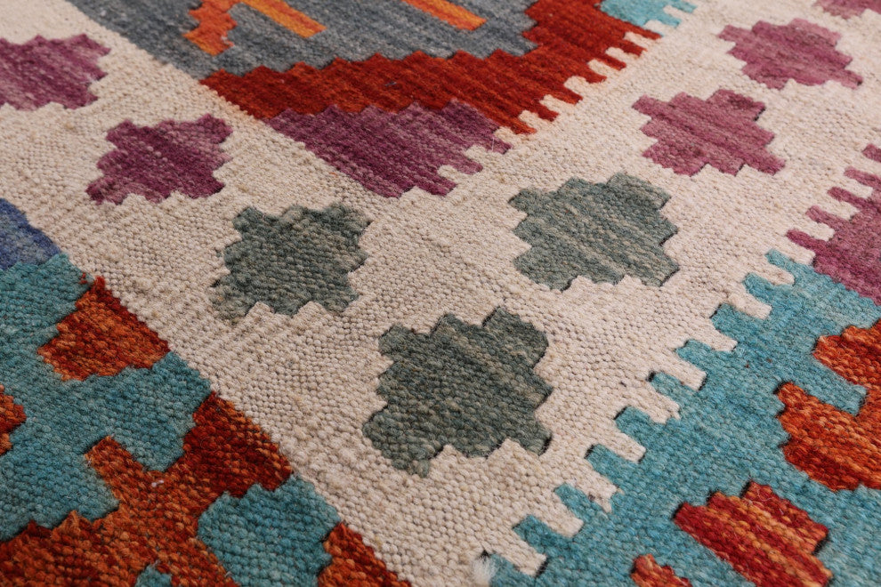 Wool On Wool Flat Weave Kilim Reversible Rug 8' 10" X 9' 6" - Q12542