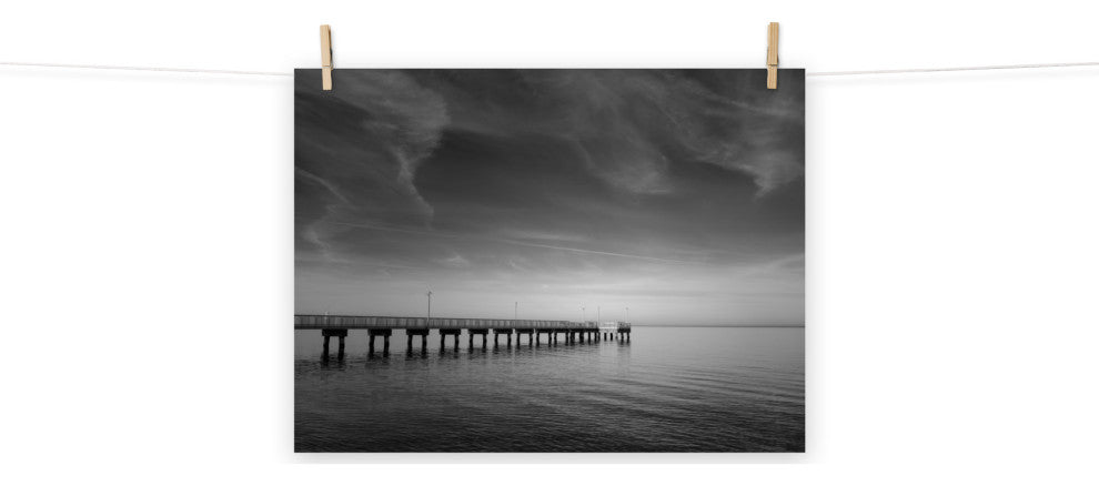 End of the Pier Landscape Photo, Beach Unframed Wall Art Print, 18" X 24"