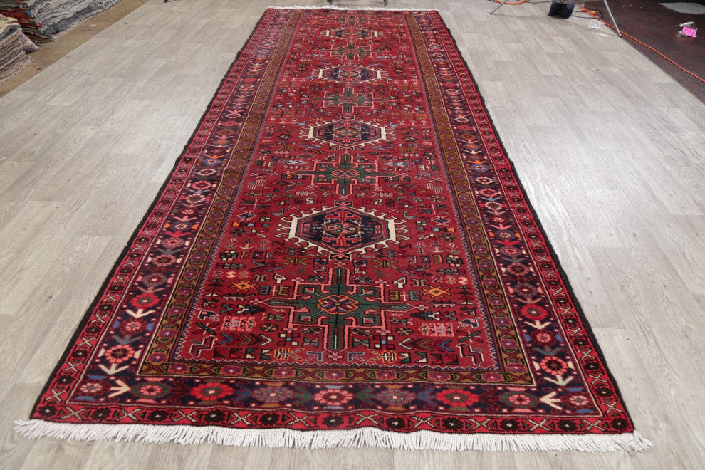 Consigned, Vintage Oriental Traditional Persian Hand-Knotted Area Rug, Red, 5x13
