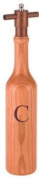 Wine Bottle Cherry Wood Pepper Grinder, Custom Personalized Initial,  "C"