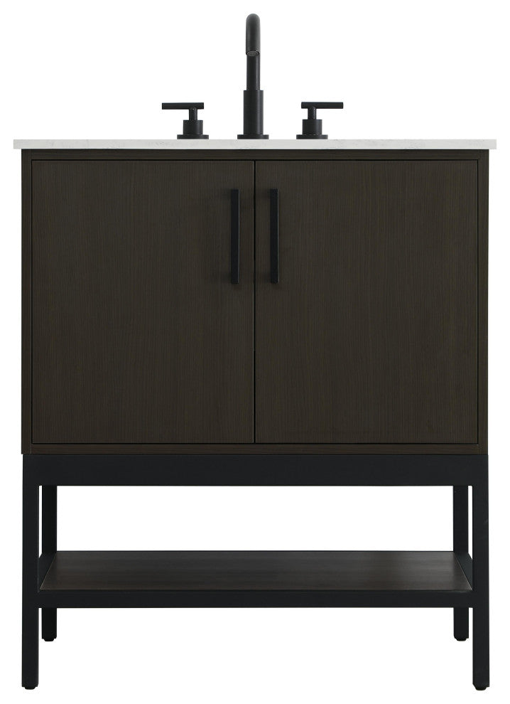 Home Living 30" Single Bathroom Vanity, Mocha Brown