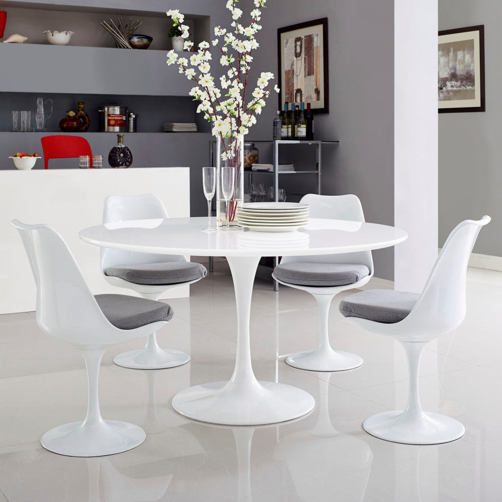 Lippa 54" Round Wood Top Dining Table EEI-1119-WHI