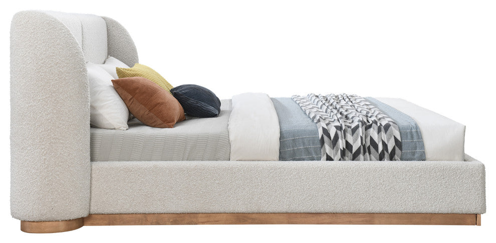 Jardin Boucle Fabric Full Bed, Cream, Queen