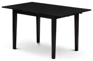 Elegant Rectangle Dining Table with Butterfly Leaf and Tapered Legs, Black