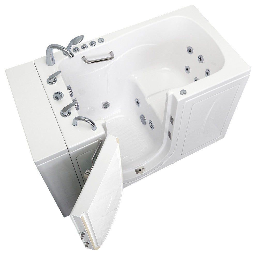Capri 30x52 Acrylic Massage Walk-In Bathtub with Outward Swing Door, Left Drain,
